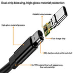 USB‑C to Slim Square Tip PD Charging Cable 100W – Type‑C to Lenovo Yoga/ThinkPad Power Cord Compatible with 65W/90W/100W Laptops