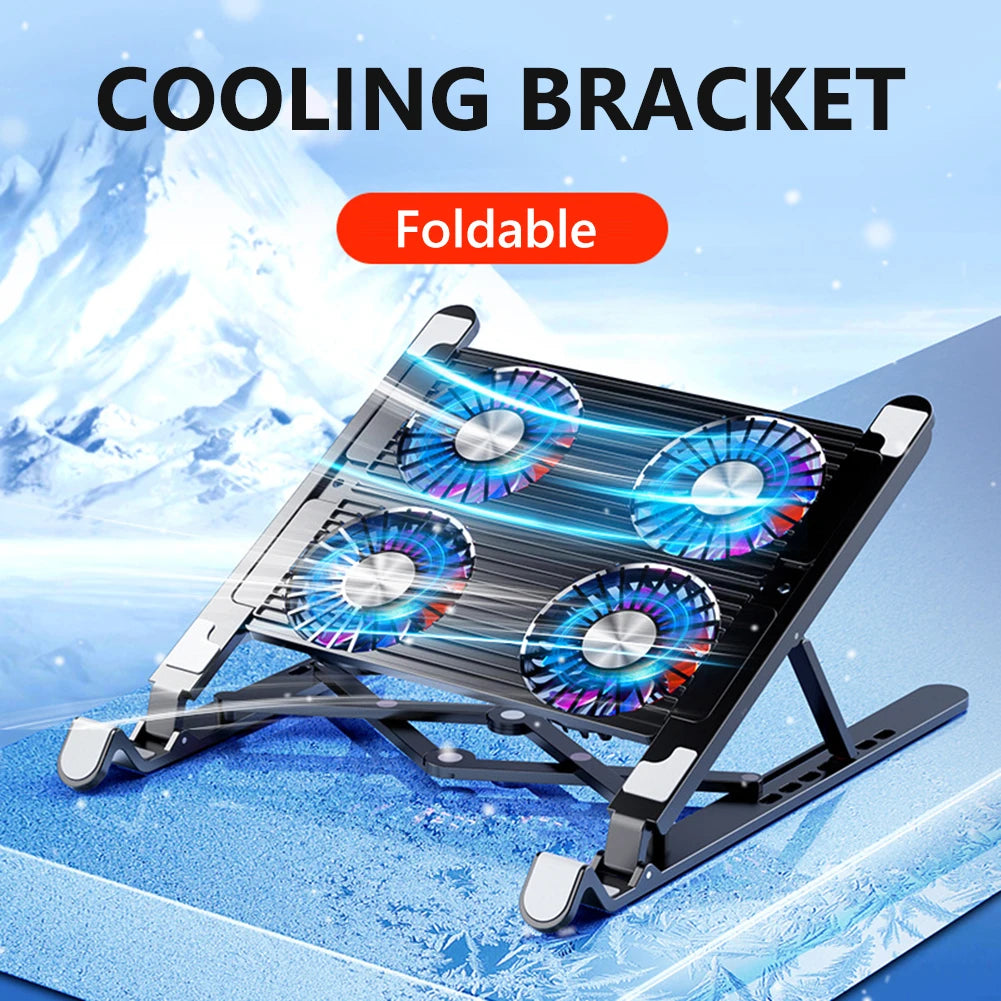 🌈❄️ Laptop Cooling Pad 2/4 Fans – RGB Foldable Stand (11–17.3”)