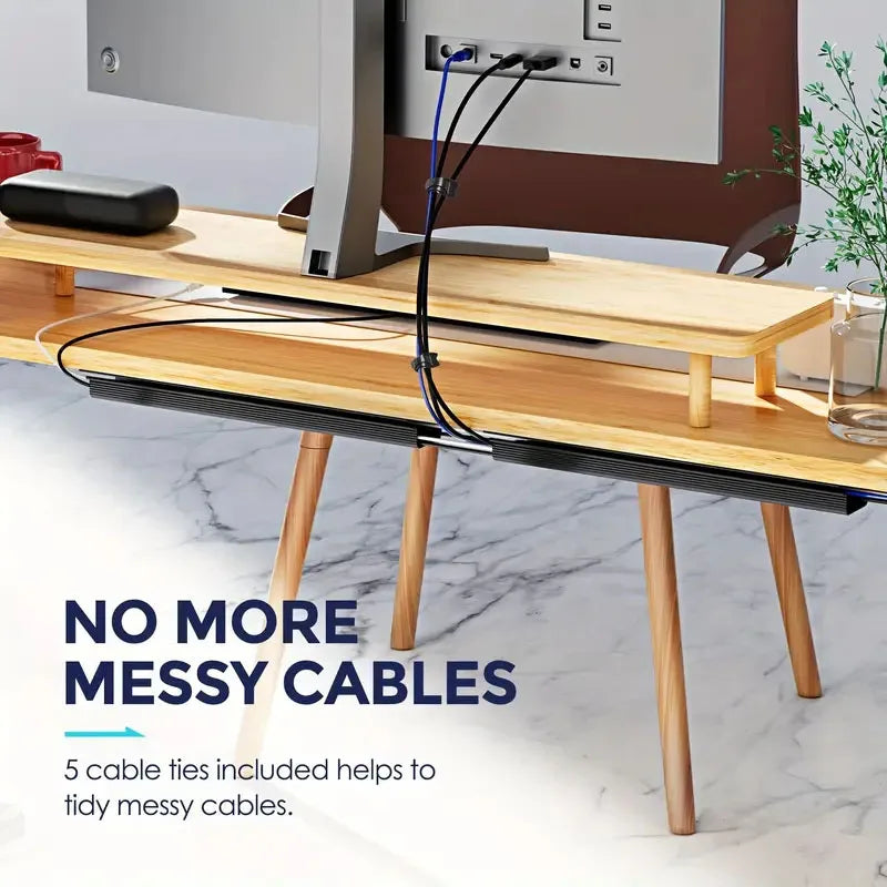🤍🔌 Channel Desk Cable Organizer – No Drill Under Desk Cable Tray
