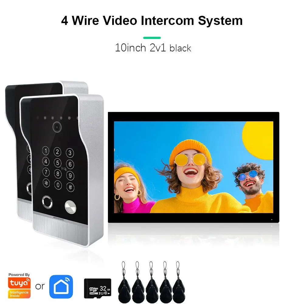 🔔📹 High Quality Video Doorbell Intercom System | Large Screen Smart Videophone 🔐 | Tuya Smart 5-in-1 Unlock 1080P for Home & Apartment
