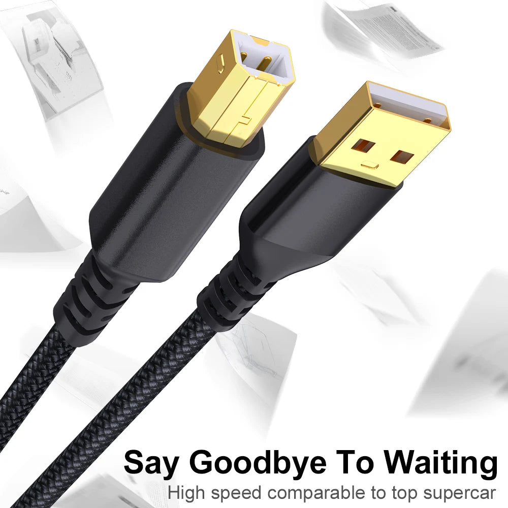 USB B to USB A Printer Cable 2.0 – High Speed Male to Male Scanner Cord for HP, Canon, Epson, Dell, Lexmark