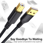 USB B to USB A Printer Cable 2.0 – High Speed Male to Male Scanner Cord for HP, Canon, Epson, Dell, Lexmark