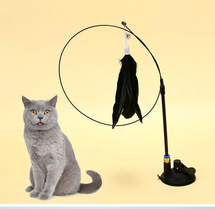 🐱🪄 Hands-Free Interactive Cat Teaser Wand with Suction Cup