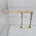 🦜🌳 Wooden Parrot Stand Pole Double Layer Swing Toy