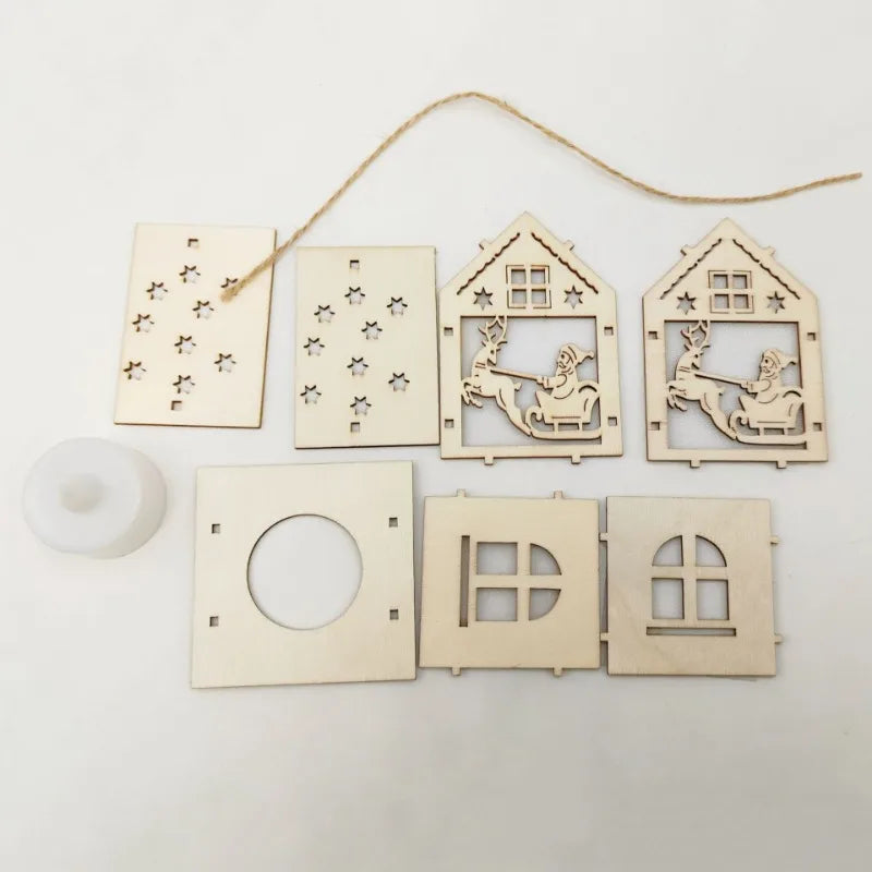 Christmas Wooden House Ornaments – Rustic Holiday Décor