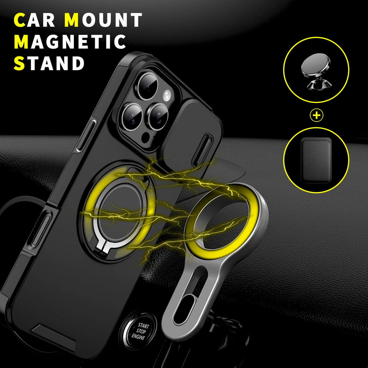 Shockproof Armor Phone Case – Protective Stand & Car Mount Cover