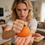 Orange Squishy Stress Ball – Realistic Fruit Sensory Squeeze Toy