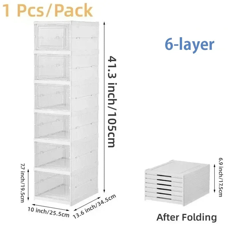 👟✨ Foldable Shoe Rack Organizer | Multi-Layer Transparent Stackable Shoe Boxes 🧼 | Collapsible Household Sneaker Storage Cabinet