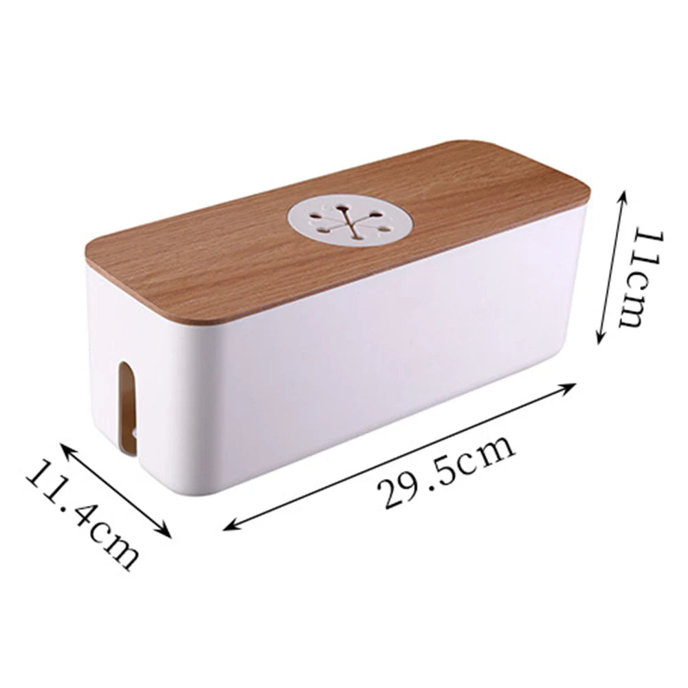 🌿📦 Wooden Cable Storage Box – Power Strip & Wire Organizer