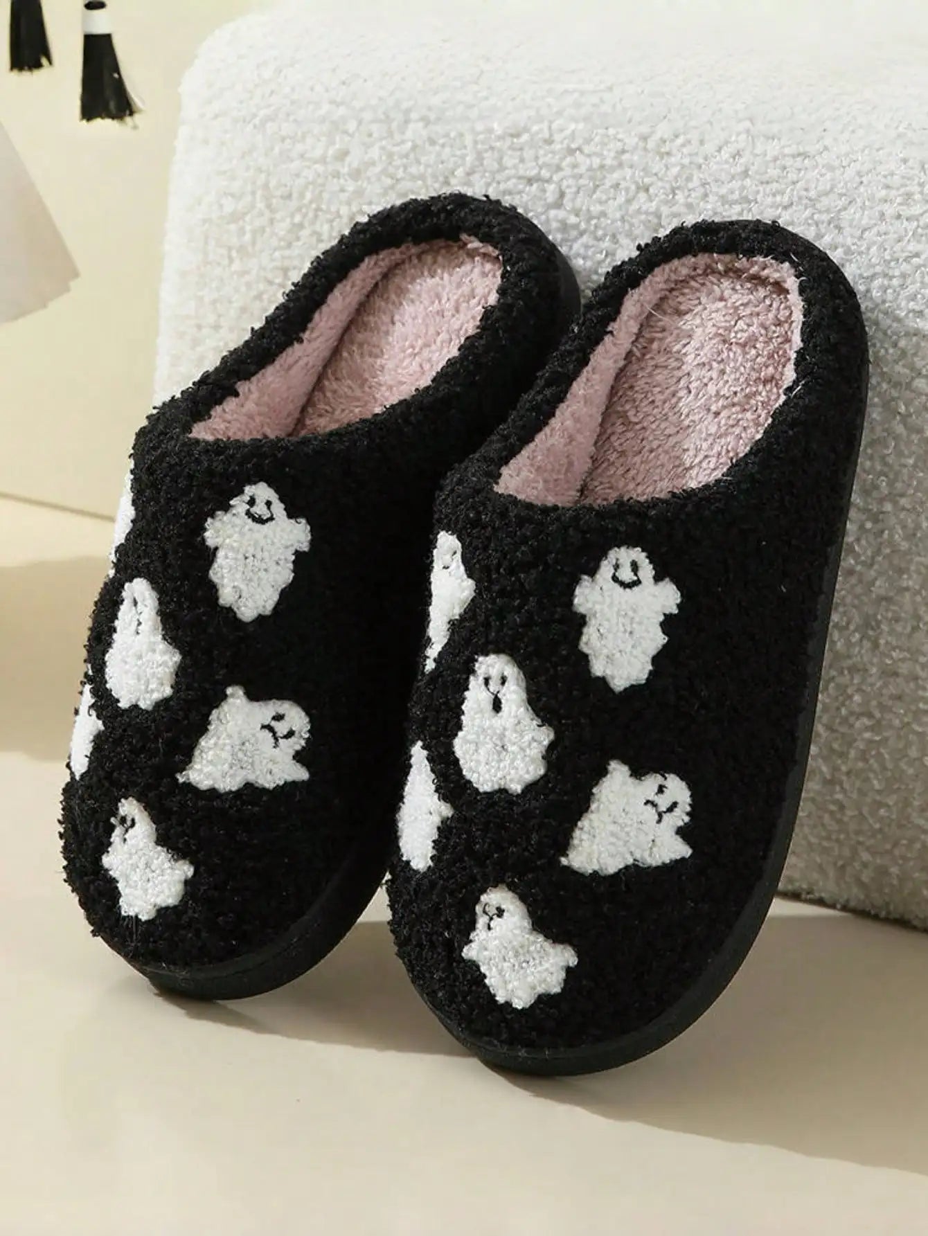 Halloween Ghost Slippers – Cozy Indoor Cotton House Shoes