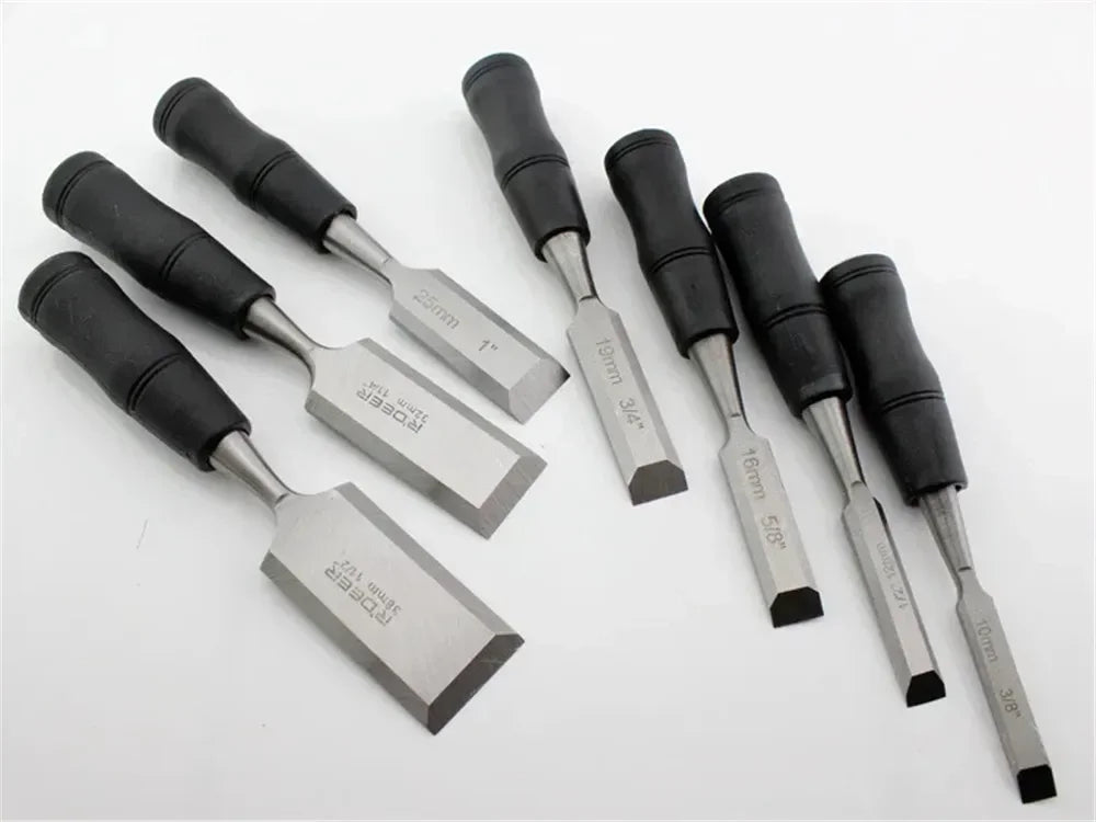 Hand Tool Wood Chisel Carbon Steel Chisel with Hammer End and Anti-Slip Handle Carpentry Tools Woodworking Chisel 19/25/32/38mm