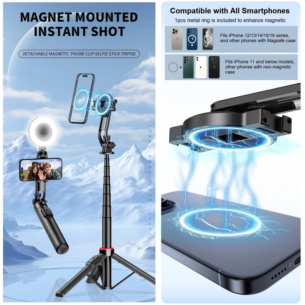 Magnetic Selfie Stick Tripod 51" – MagSafe Compatible Phone Stand