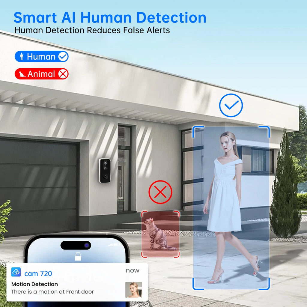 🔔📹 JOOAN 2K Intelligent WiFi Video Doorbell | Smart Home Camera Intercom 🔐 | Outdoor Battery-Powered Wireless Security Doorbell