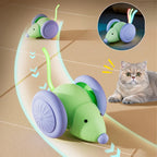 Interactive Electric Mouse Cat Toy – Rechargeable Smart Obstacle‑Avoiding Cat Car Toy for Kittens & Cats | Automatic Teaser Pet Toy (ABS+TPU, Green/White)