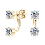 ✨💎Front & Back Double-Sided Moissanite Stud Earrings 🤍 | 2-in-1 925 Sterling Silver Earrings for Women 💖 | Elegant Everyday Jewelry