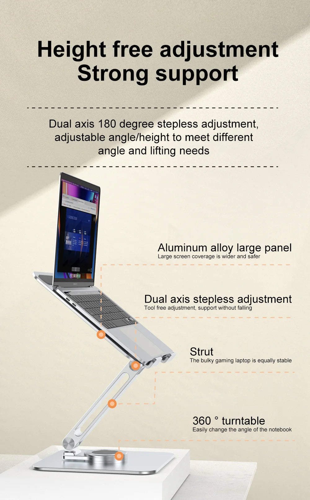 💻🔄 Portable 360° Aluminum Laptop Stand – Foldable Adjustable Holder