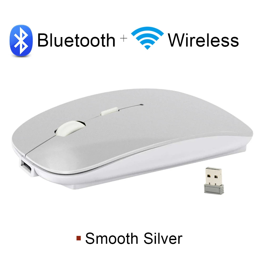 🖱️🔋 Rechargeable Wireless Bluetooth Mouse – 2.4GHz Silent Ergonomic Mini
