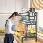 🍽️✨ Over-the-Sink Dish Drying Rack | Kitchen Storage Organizer with Utensil Holder, Sponge Holder & Hooks 🧽 | Space-Saving Sink Rack