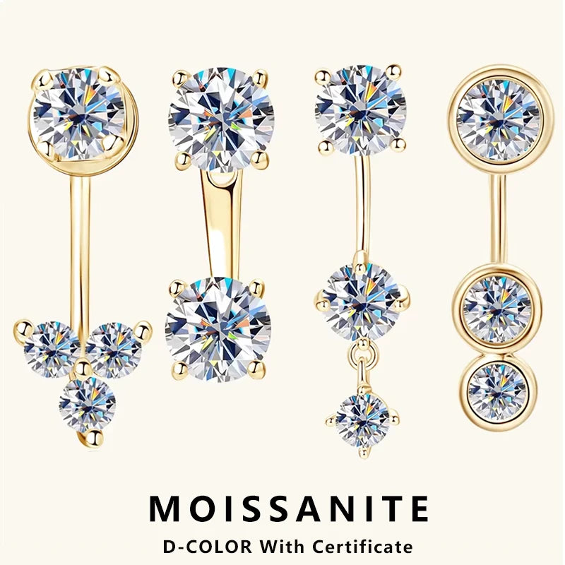 ✨💎Front & Back Double-Sided Moissanite Stud Earrings 🤍 | 2-in-1 925 Sterling Silver Earrings for Women 💖 | Elegant Everyday Jewelry
