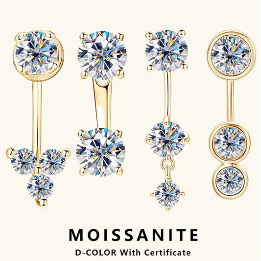 ✨💎Front & Back Double-Sided Moissanite Stud Earrings 🤍 | 2-in-1 925 Sterling Silver Earrings for Women 💖 | Elegant Everyday Jewelry