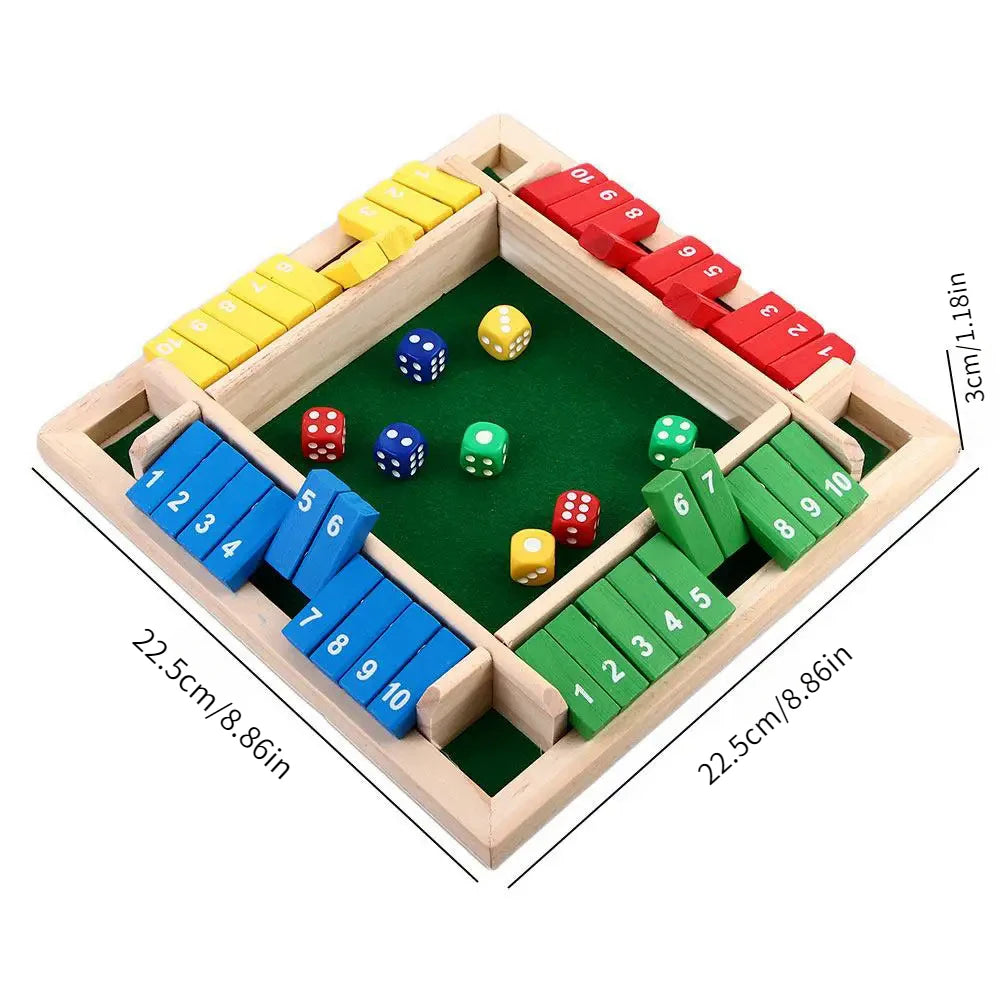 Arithmetic Dice Board Game Four-Sided Flip Card Games Box Dice Toys Wooden Flaps Dices 4 Players Party Number Game Board Games