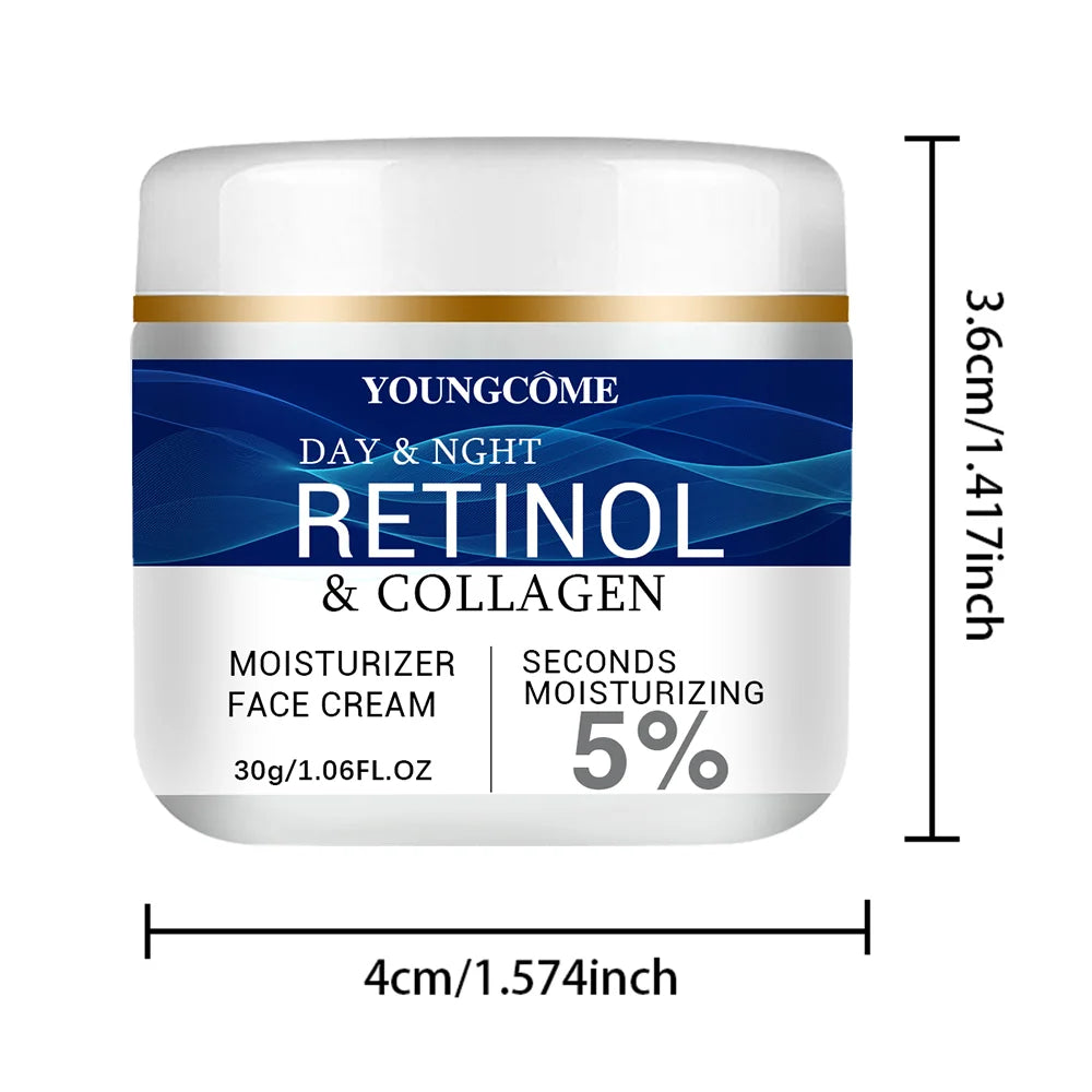 Collagen Retinol Hyaluronic Acid Facial Cream for anti-aging firming lifting fading fine lines whitening moisturizing and brightening skin.