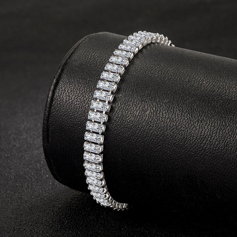 ✨💎 925 Sterling Silver Bracelet with Zircon Crystal 💖 | Elegant Fashion Jewelry for Women 👰 | Engagement & Wedding Glamour Bracelet (18CM)