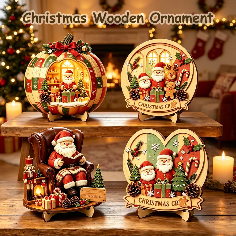 Christmas Wooden Tabletop Décor – Santa, Snowman & Reindeer
