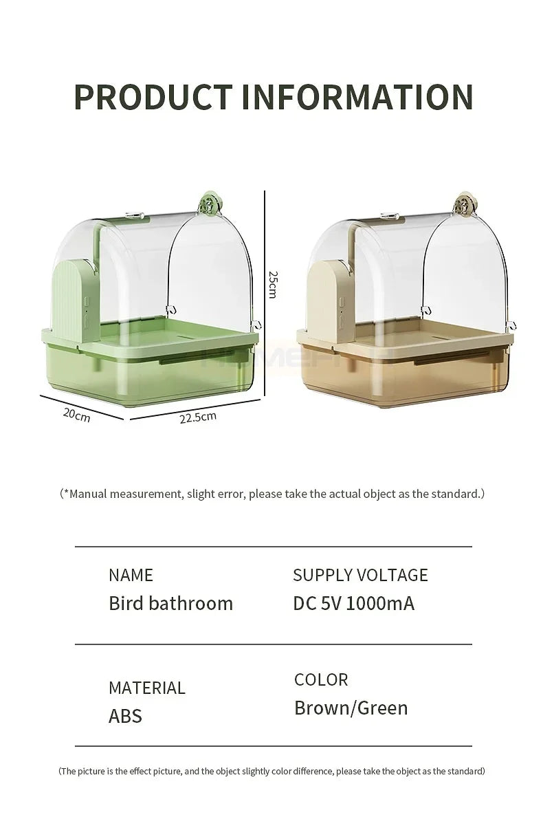 🐦💦 Clear Hanging Bird Bath with Automatic Water Circulation | Space-Saving Bird Shower 🚿 | Easy-Clean Bird Cage Accessory
