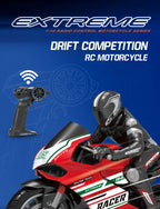 1/10 RC Motorcycle 4CH Drift Racing High Speed Remote Control Motorcycles 35 Meters Electric Off-Road Model Toys for Boys Child