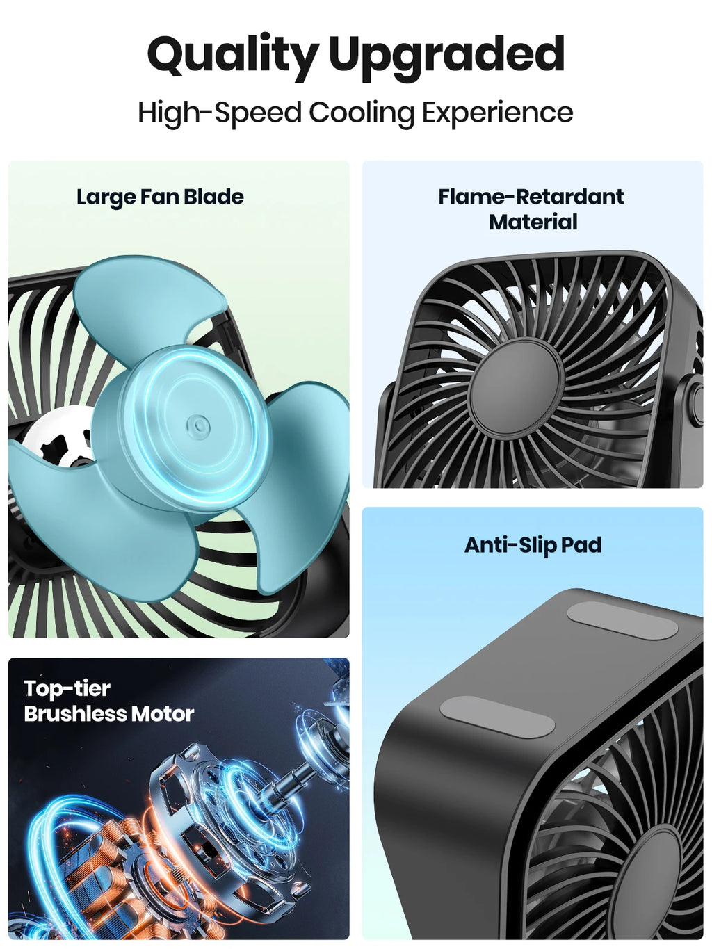 🌬️🏕️ TOPK 4-Inch USB Mini Portable Fan – 3 Speeds 360° Adjustable