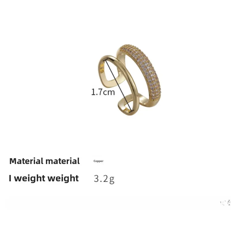 💍✨ Luxury Gold Color Double Layer Wide Couple Rings 💛 | Stainless Steel Shiny Crystal Rings for Women & Men 👩‍❤️‍👨 | Fashion Finger Jewelry Gift