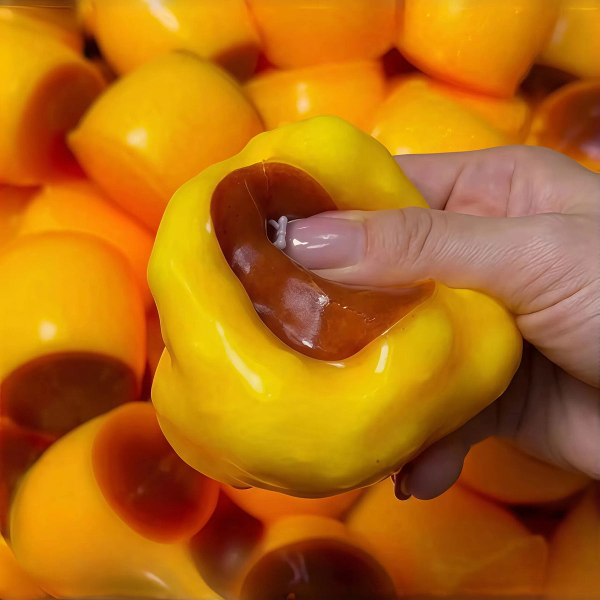 Caramel Pudding Squishy Stress Ball – Soft Sensory Block Fidget Toy