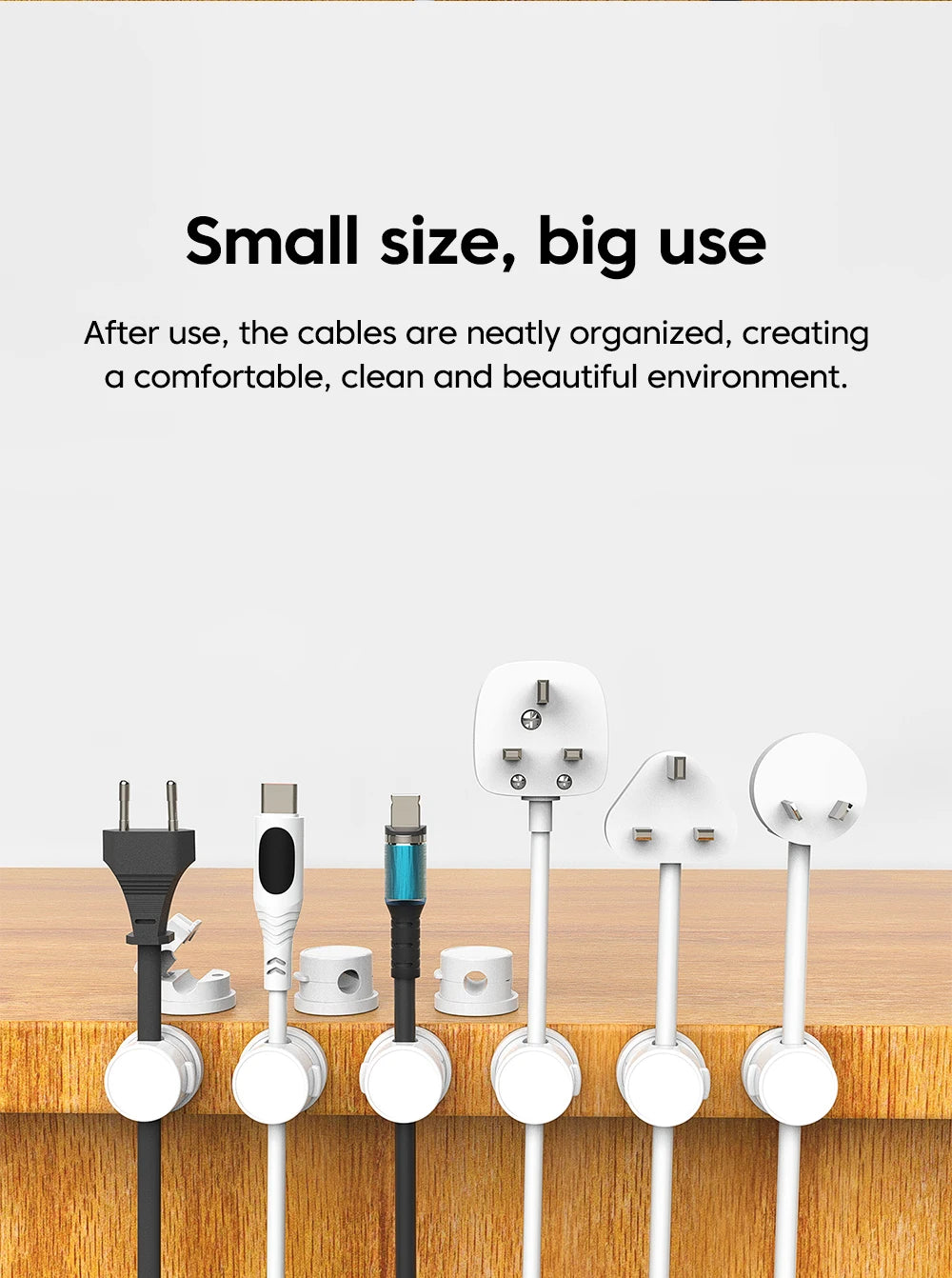 🧲🔄 360° Rotation Magnetic Cable Clip – Adhesive Wire Organizer