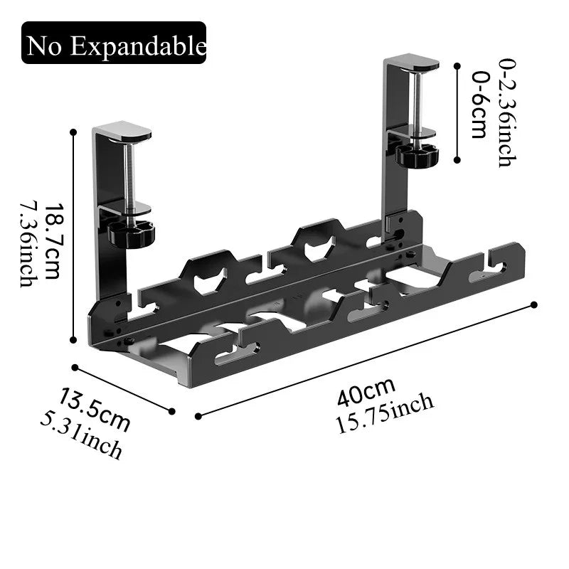 🔌🗂️ Telescopic Under Desk Cable Management Tray – No Drill Metal Rack