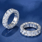 ANZIW 925 Sterling Silver Radiant Cut Full Eternity Ring | 6x4mm Sona Simulated Diamond Band | Luxury 5A Zircon Jewelry for Women