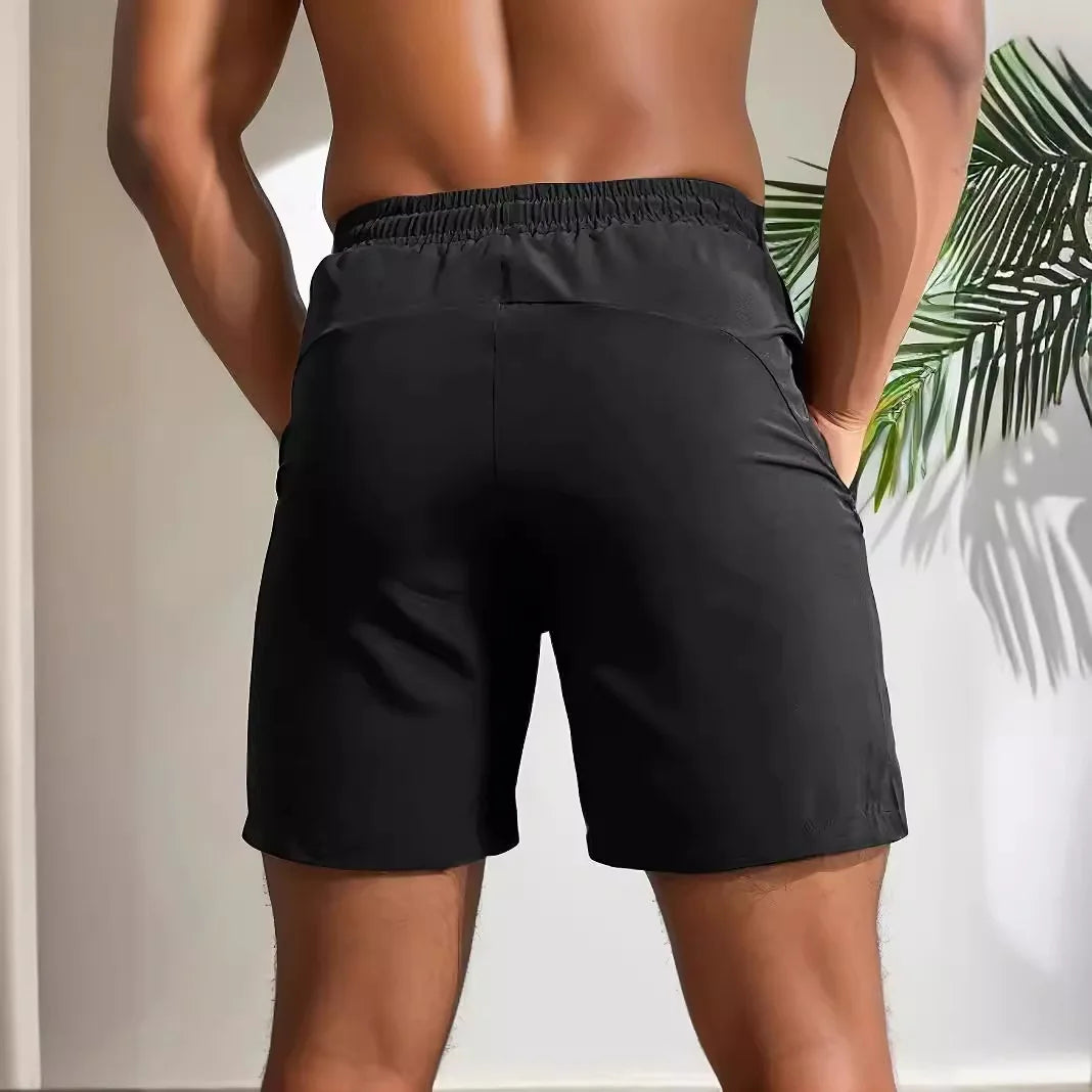 Men's Breathable Letter Print Shorts Dry Outdoor Casual Shorts Beach Shorts Gym Sport Running Squat Fitness Men Short Pants Breathable Drawstring Shorts