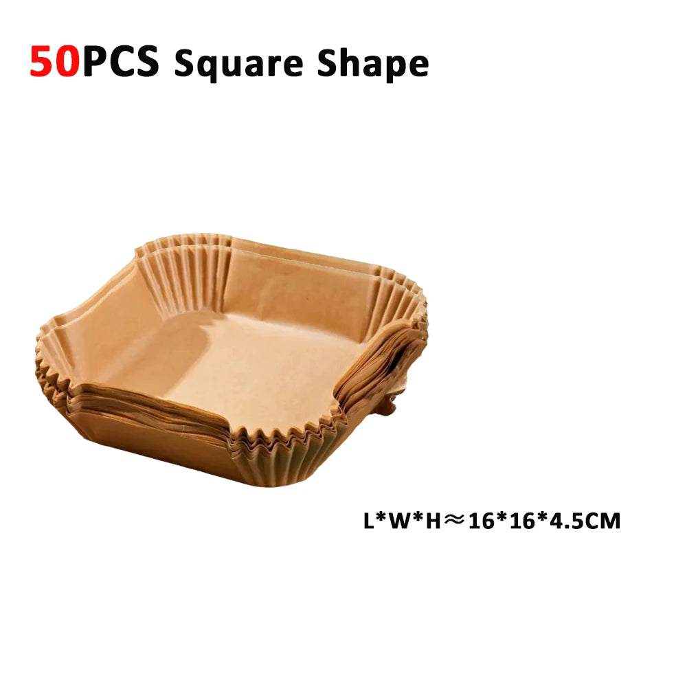 🍟✨ Air Fryer Paper Liners (50 / 100 PCS) | Non-Stick Oil-Proof & Waterproof Baking Paper 🧁 | Disposable Air Fryer & Microwave Paper Tray