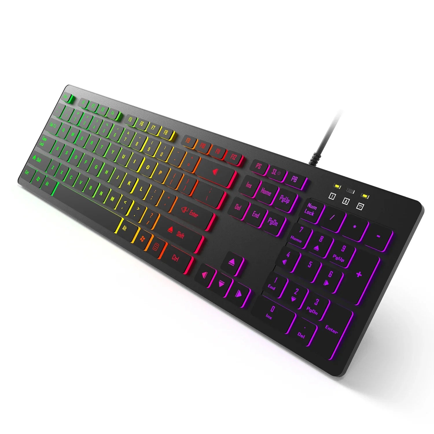 RGB Backlit Wired Gaming Keyboard – Mute USB Keyboard for Office & Home
