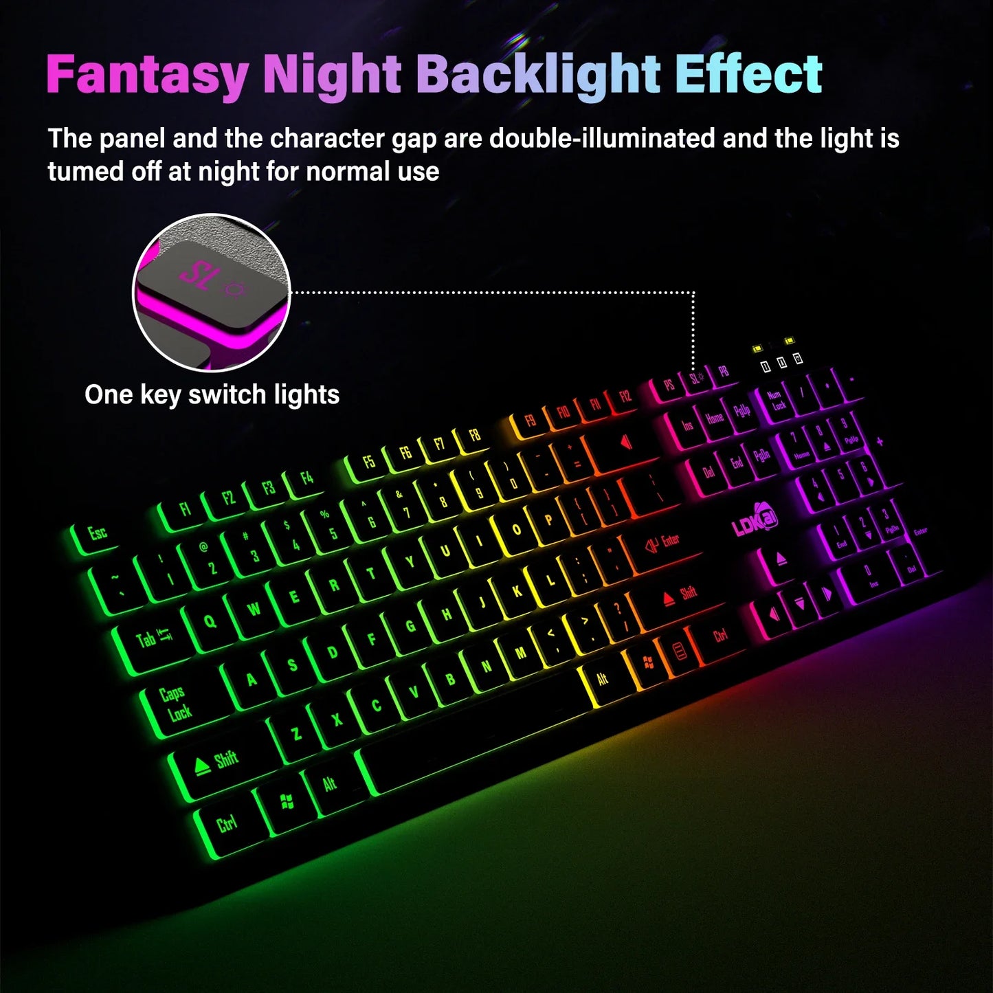 RGB Backlit Wired Gaming Keyboard – Mute USB Keyboard for Office & Home