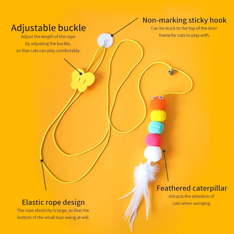 
Stretchable interactive cat toy with elastic rope measuring up to 78.74 inches
