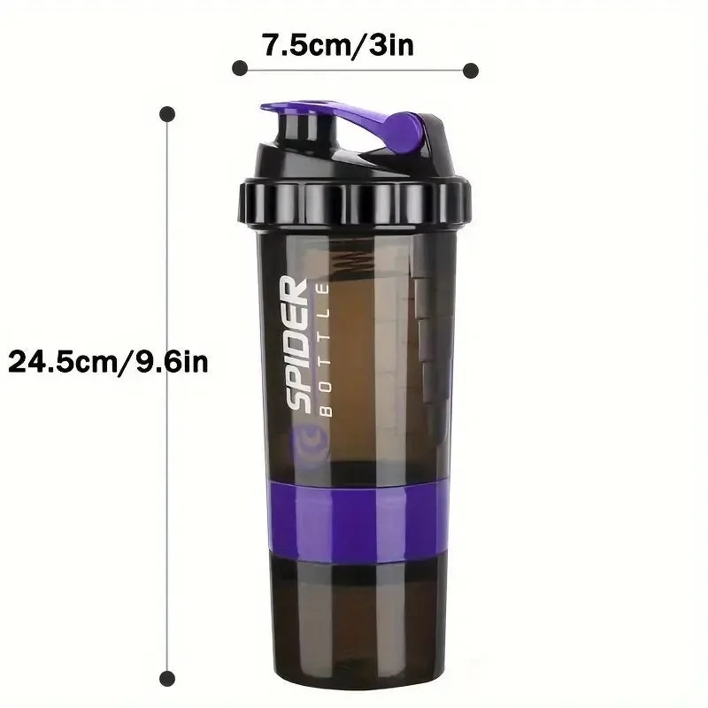 16.9oz (500ml) 3-Layer Sports Water Bottle 🥤 | Leakproof Protein Shaker Cup 💪 | Large Capacity BPA-Free Fitness Shake Mixer 🚴 Travel & Gym Bottle