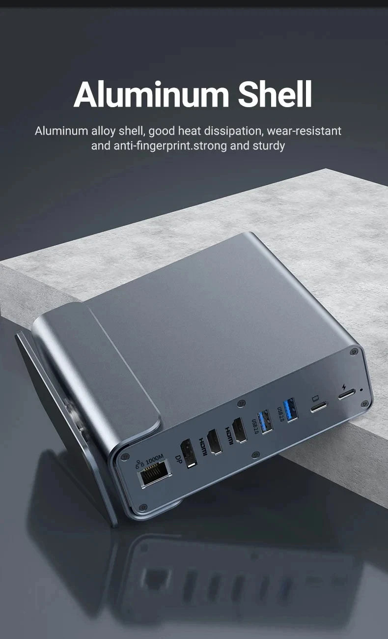 💻🔗 15-in-1 Type-C Docking Station – 4K@60Hz HDMI & DisplayPort Hub