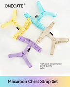 🌈🐾 Macaron Color Dog Harness Collar & Leash Set – Reflective