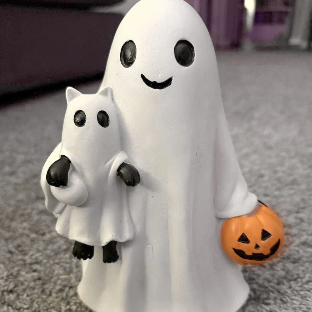 Halloween Ghost Pet Figurine – Funny Resin Spooky Décor