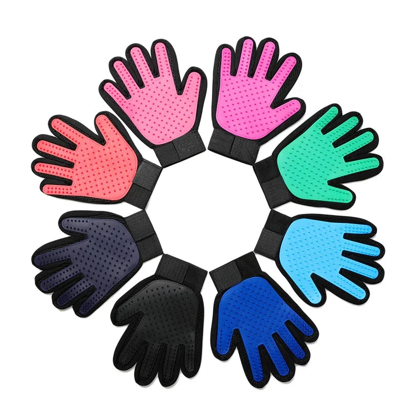 Silicone Pet Grooming Gloves – Hair Removal Brush for Dogs & Cats