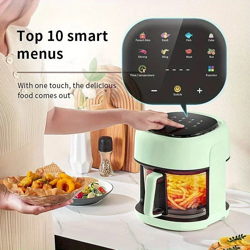 🍟✨ 4.5L Smart Electric Air Fryer | Oil-Free 360° Convection Baking Oven 🔥 | Automatic Household Air Fryer with Visible Window (EU 220V)