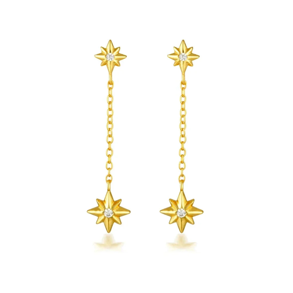 ✨💎 925 Silver Ear Needle Crystal Star Stud Earrings 💖 | Heart Chain Tassel Pendant Earrings for Women 👰 | Party & Wedding Jewelry Accessories 🌟