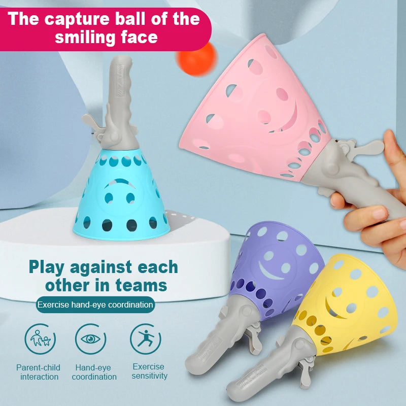 🎯⚽ Pop-Pass-Catch Ball Game for Kids – Indoor & Outdoor Active Play Set with 2 Catch Launchers & 4 Balls