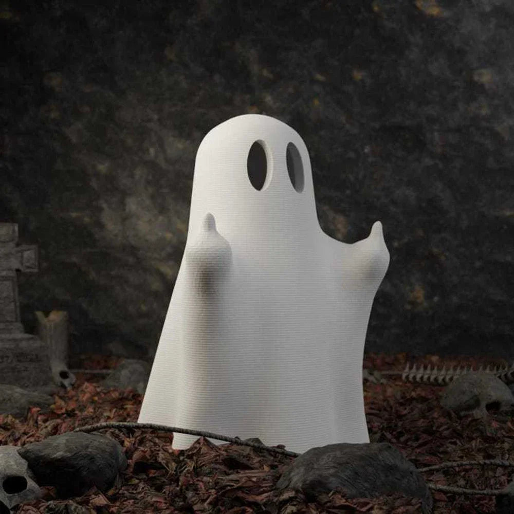 Halloween Kitten Ghost Figurine – Cute 3D Desktop Décor